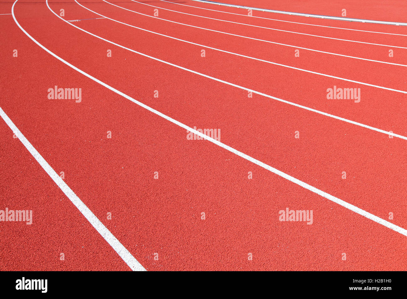 Laufstrecke in rot Stockfoto