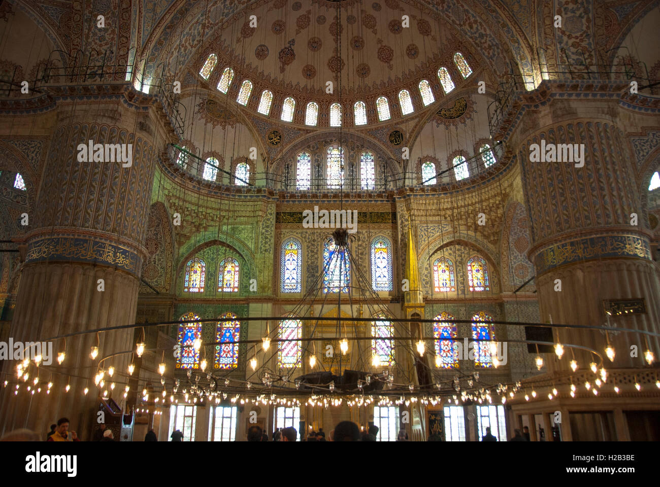Innenraum der blauen Moschee, Istanbul, Türkei Stockfoto