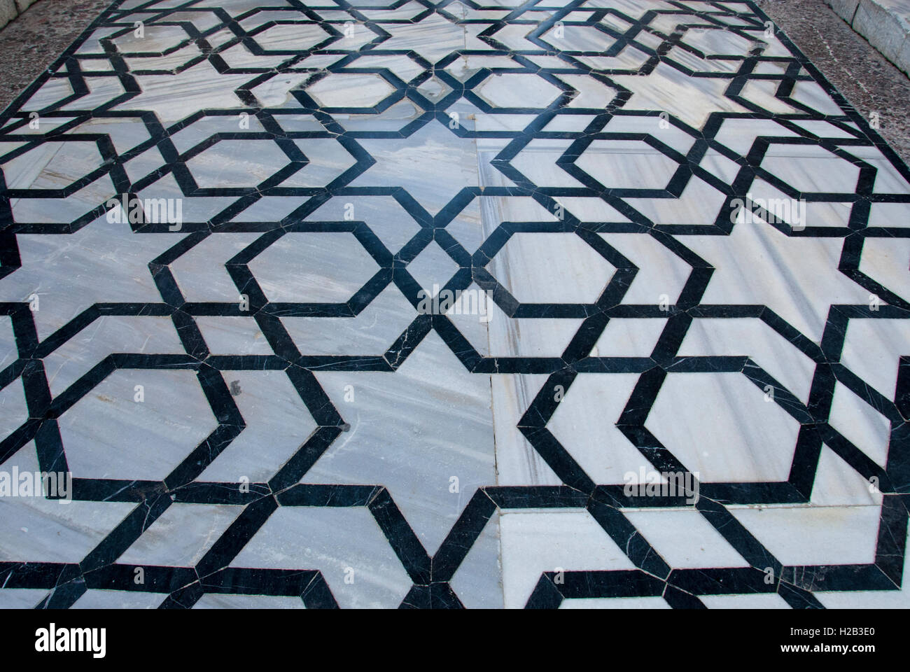 Detail der Marmorboden auf blaue Moschee, Istanbul, Türkei Stockfoto