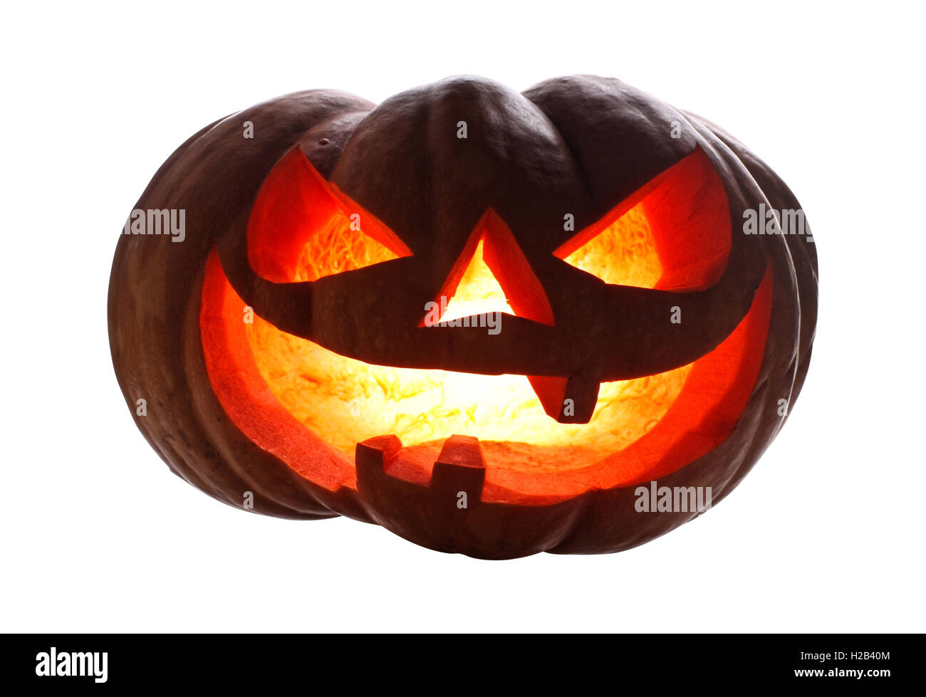 Halloween-Kürbis, isoliert auf weiss Stockfoto