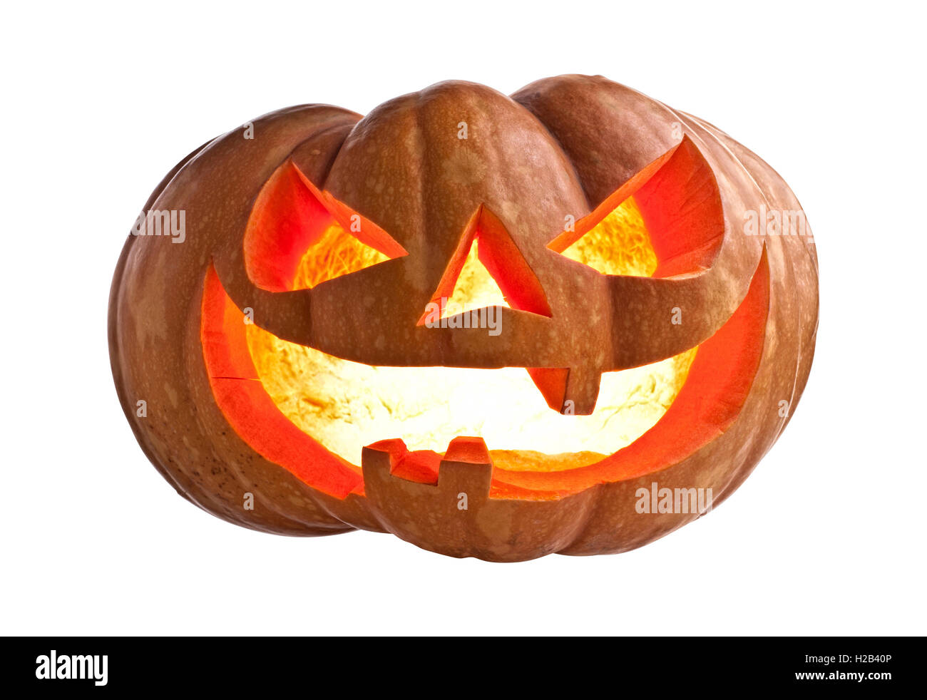 Halloween-Kürbis, isoliert auf weiss Stockfoto