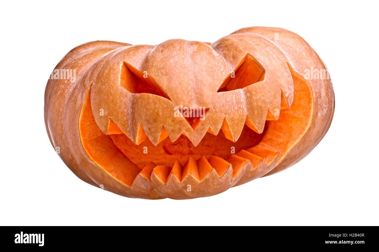 Halloween-Kürbis, isoliert auf weiss Stockfoto