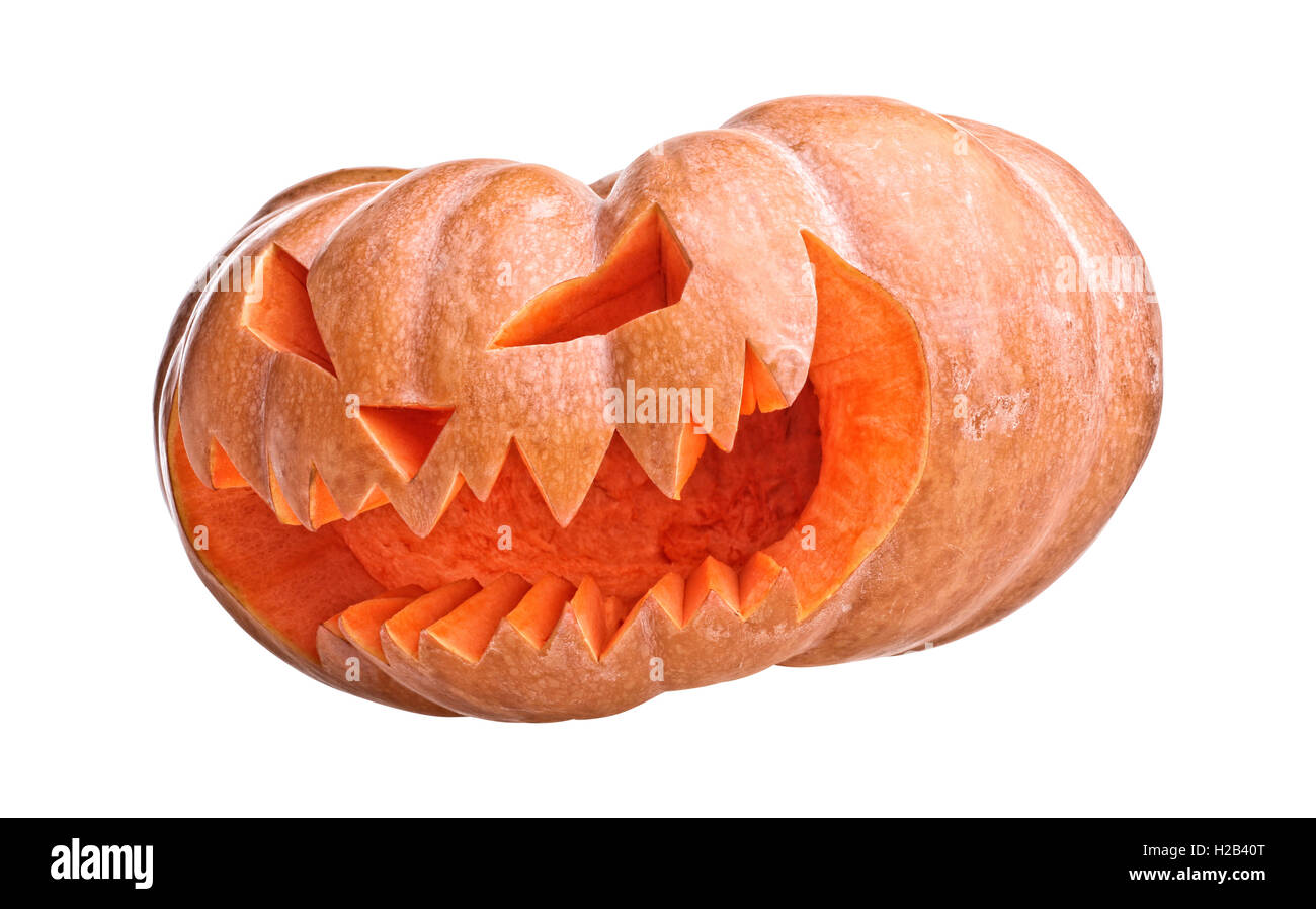 Halloween-Kürbis, isoliert auf weiss Stockfoto
