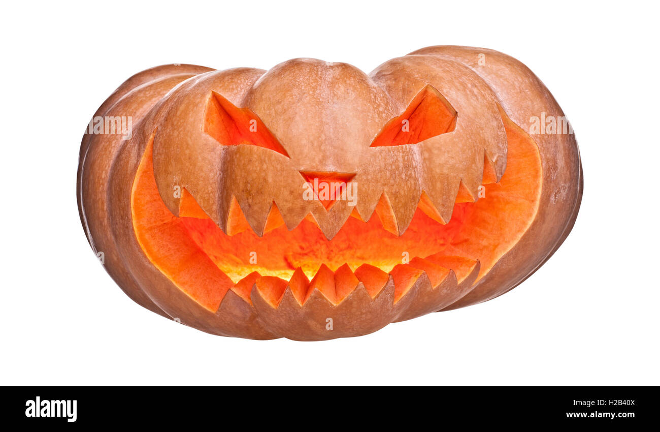 Halloween-Kürbis, isoliert auf weiss Stockfoto