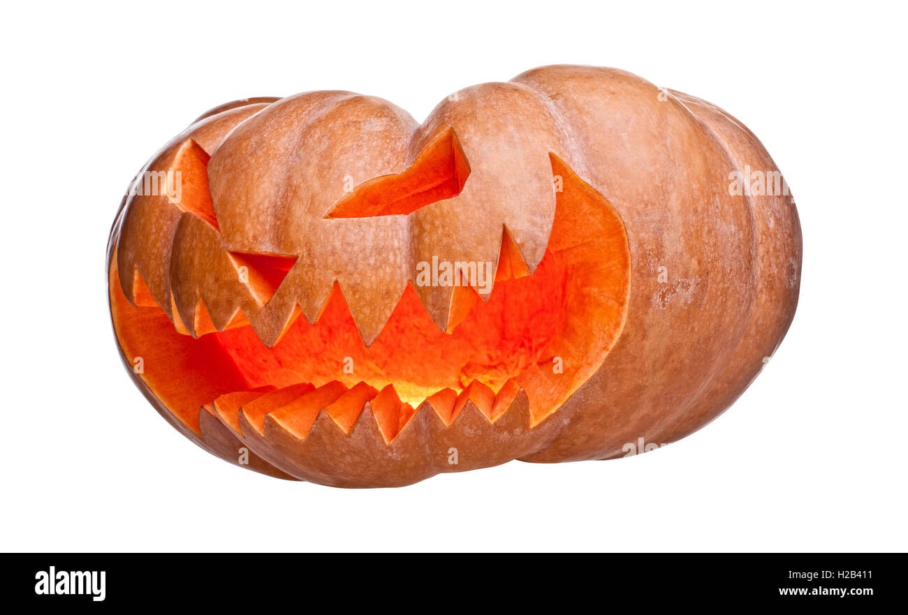 Halloween-Kürbis, isoliert auf weiss Stockfoto