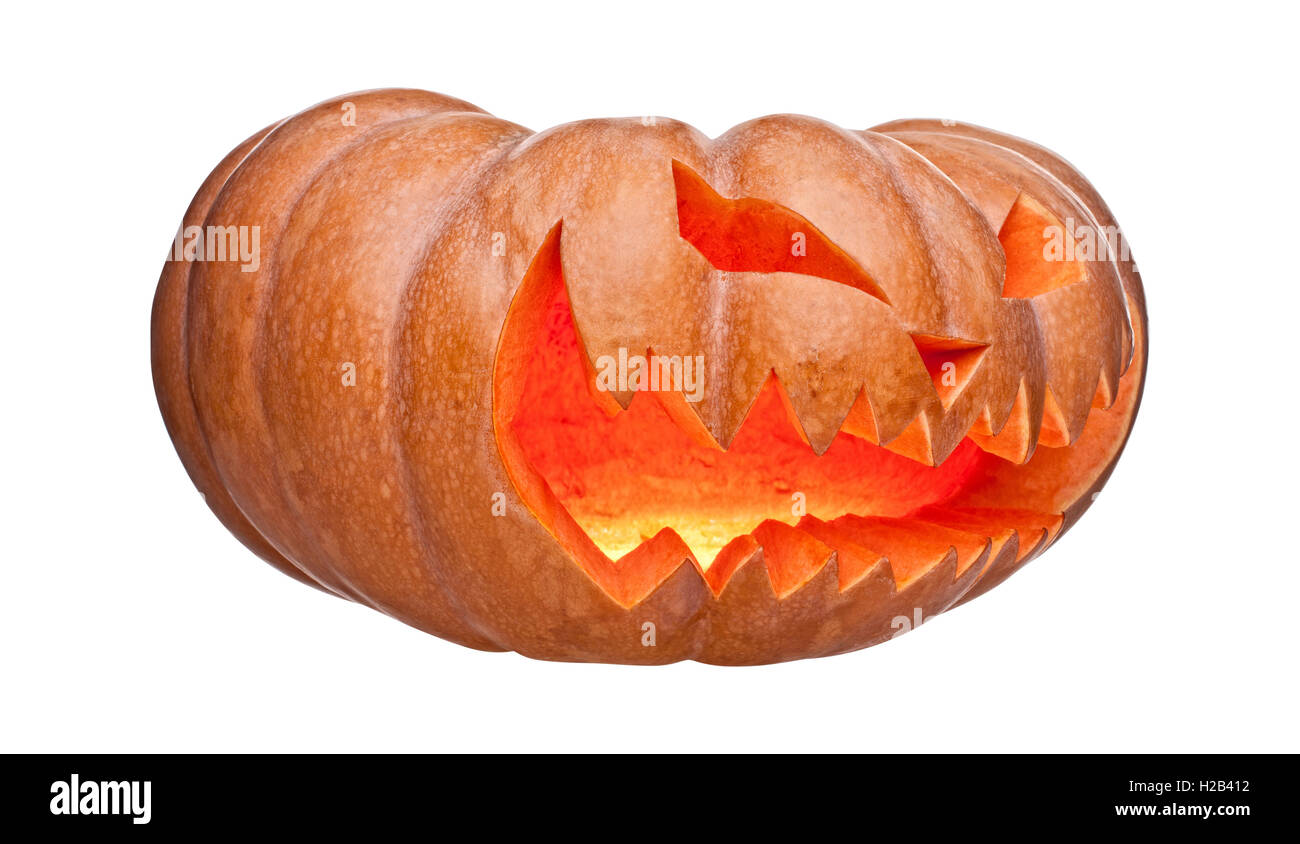 Halloween-Kürbis, isoliert auf weiss Stockfoto