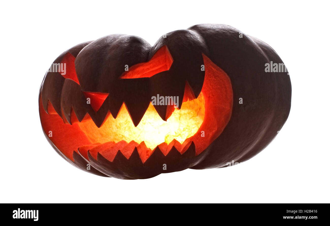 Halloween-Kürbis, isoliert auf weiss Stockfoto