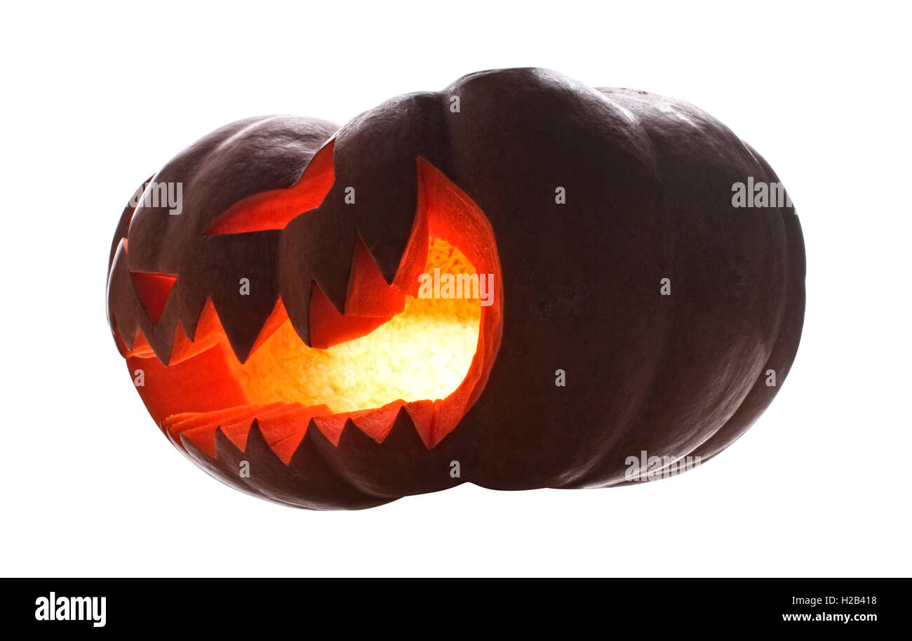 Halloween-Kürbis, isoliert auf weiss Stockfoto