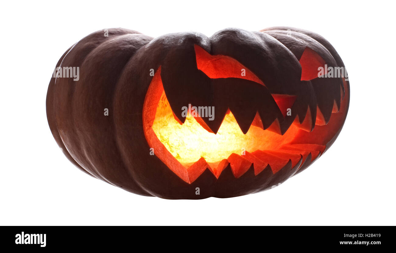 Halloween-Kürbis, isoliert auf weiss Stockfoto