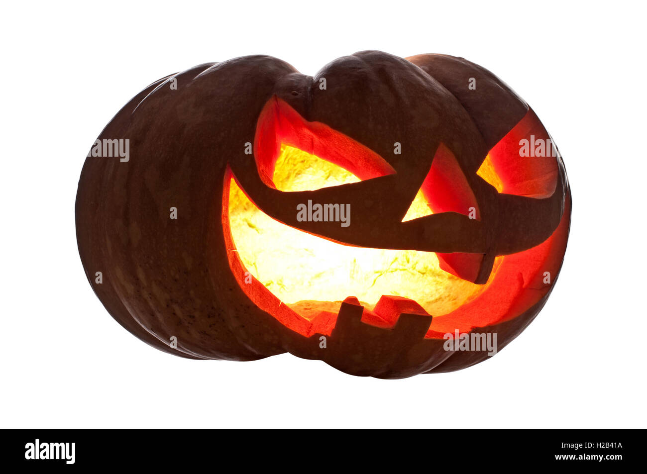 Halloween-Kürbis, isoliert auf weiss Stockfoto