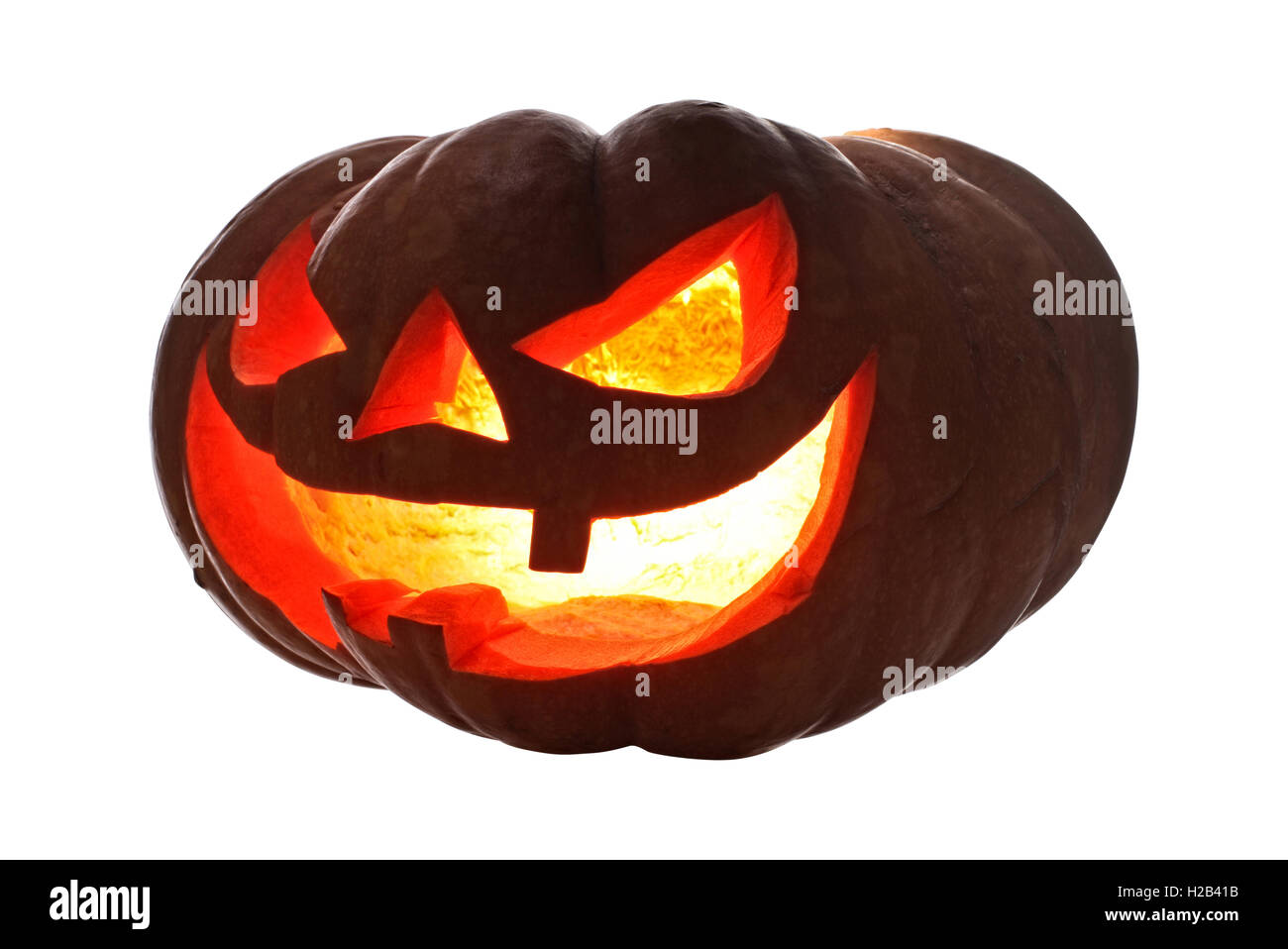Halloween-Kürbis, isoliert auf weiss Stockfoto