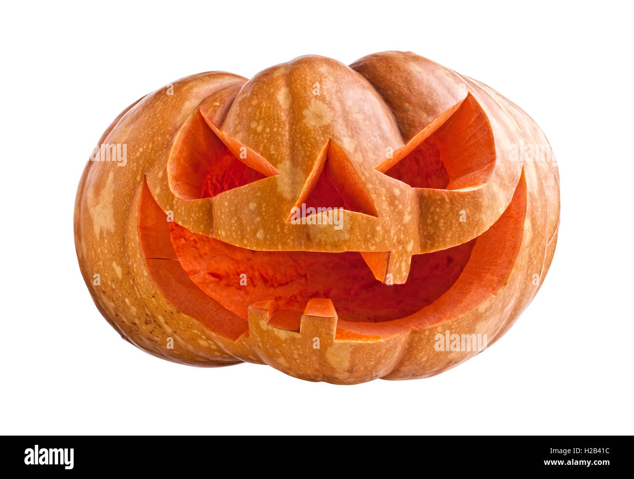 Halloween-Kürbis, isoliert auf weiss Stockfoto