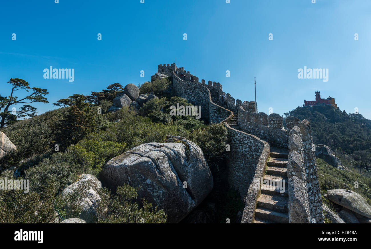 Castelo Dos Mouros, Burg der Mauren, Sintra, Portugal Stockfoto