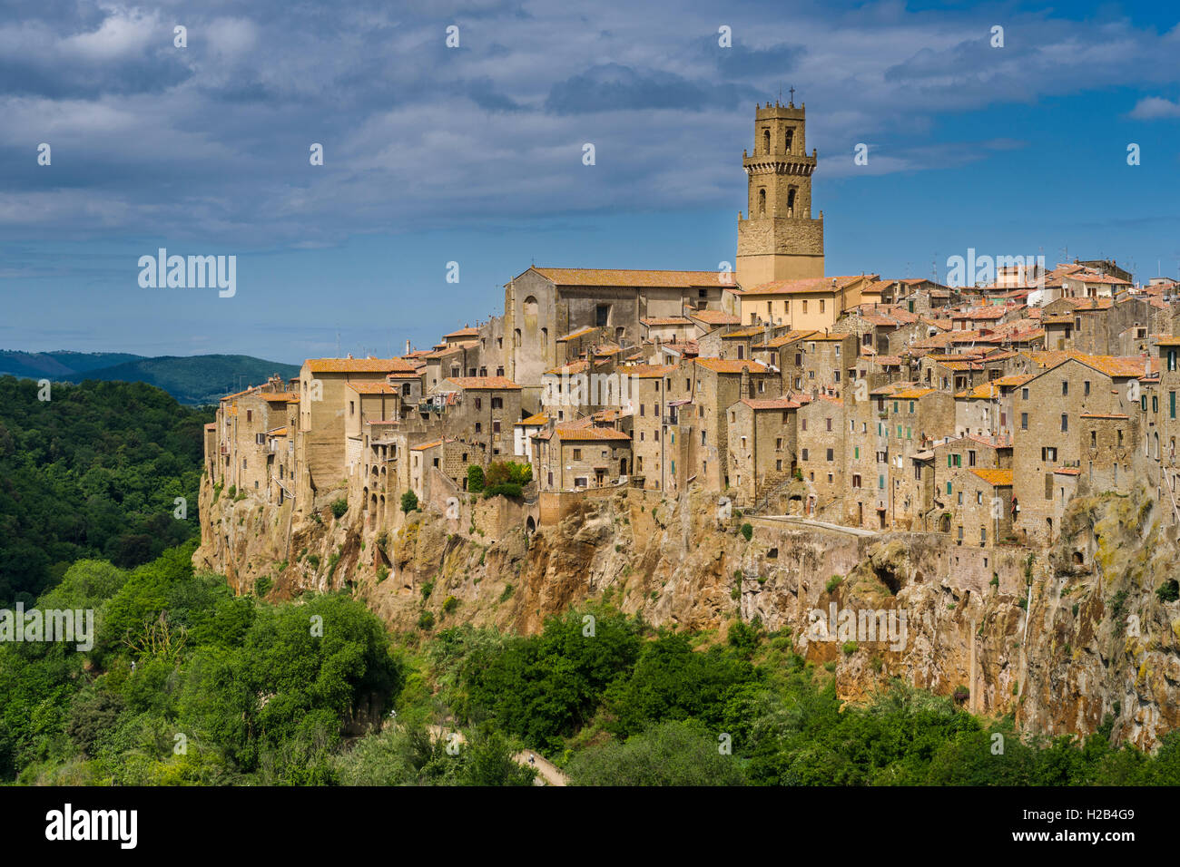 Stadt auf dem Hügel, Pitigliano, Toskana, Italien Stockfoto
