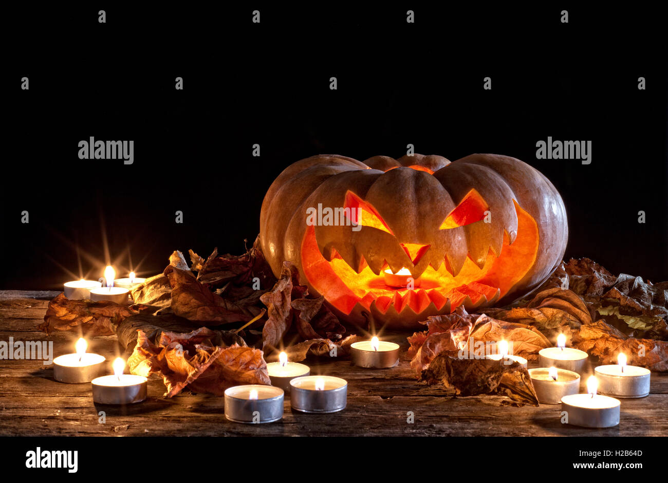 Halloween Kürbis-Kerze Licht Stockfoto