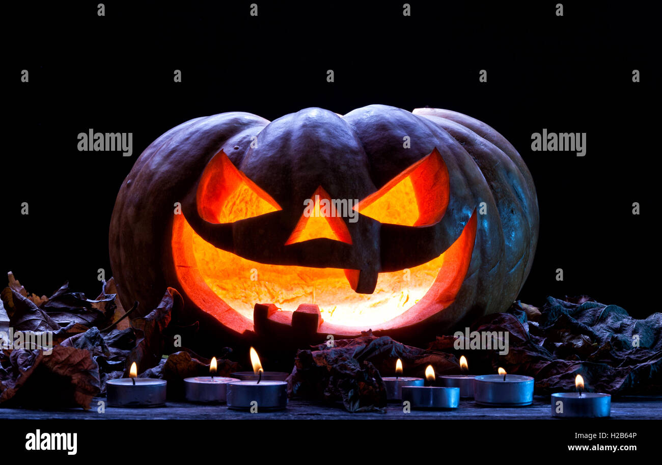 Halloween Kürbis-Kerze Licht Stockfoto