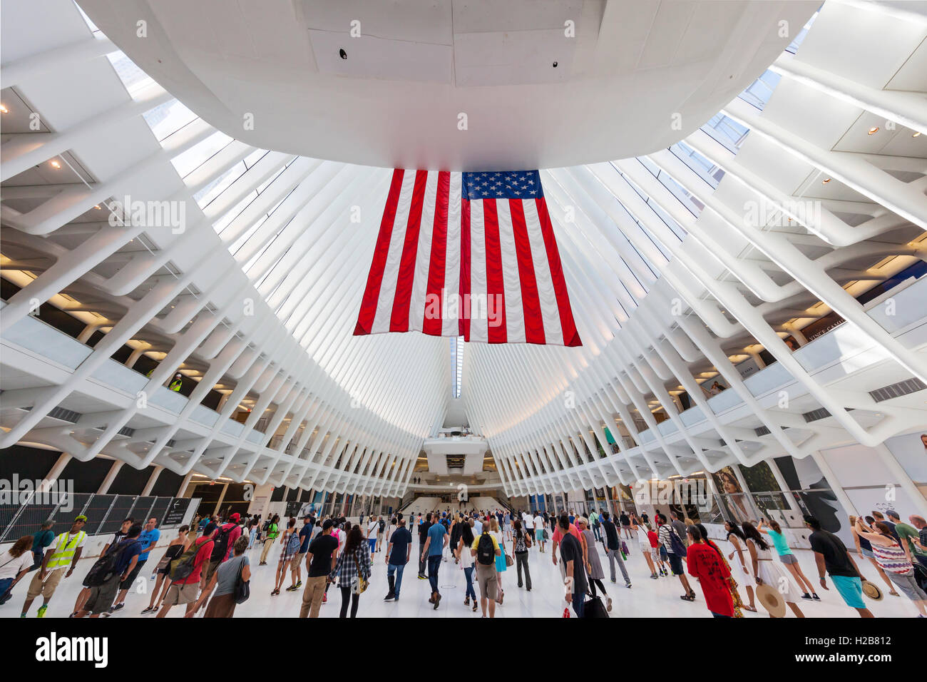 Innenansicht des Zentrums und Freiheit Tower World Trade Center Transport Transit-Drehscheibe. Stockfoto