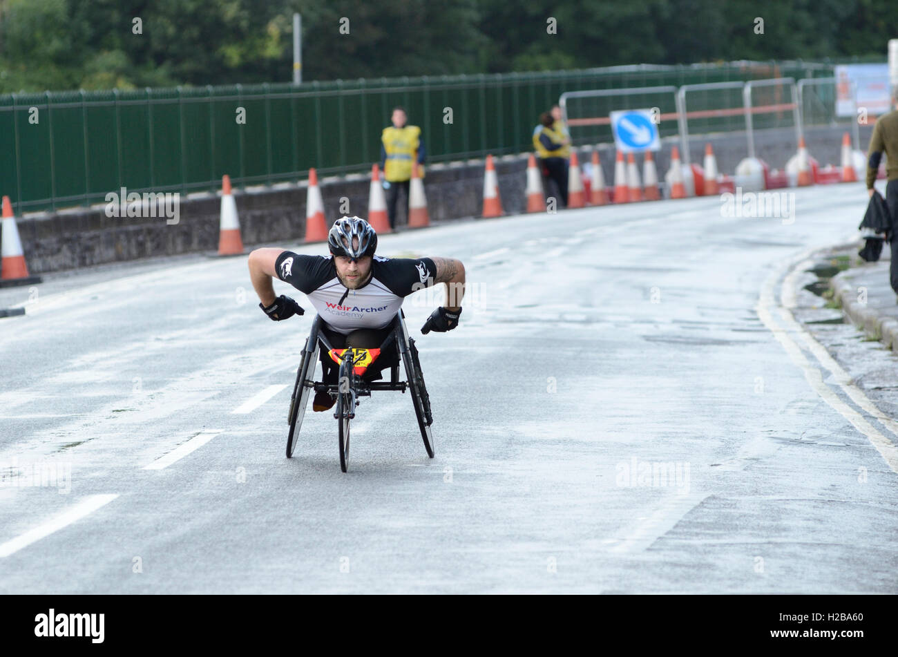 Rollstuhl Racer Bristol Halbmarathon 2016 Stockfoto