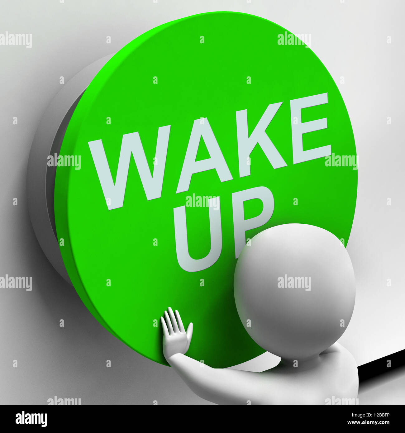 Schaltfläche "bedeutet Alarm wach oder Morgen aufwachen Stockfoto