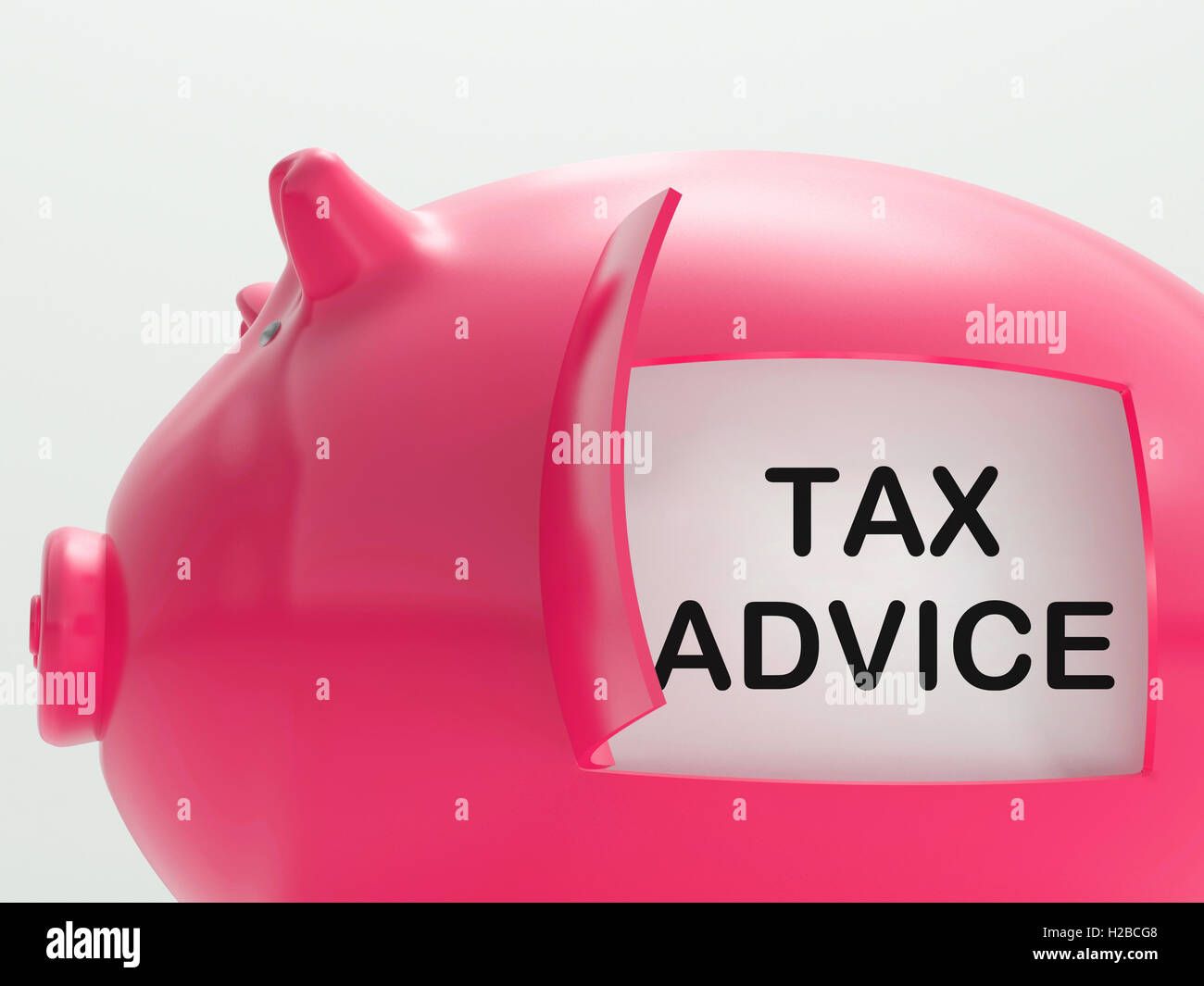 Steuerliche Beratung Sparschwein zeigt Beratung zum Thema Steuern Stockfoto