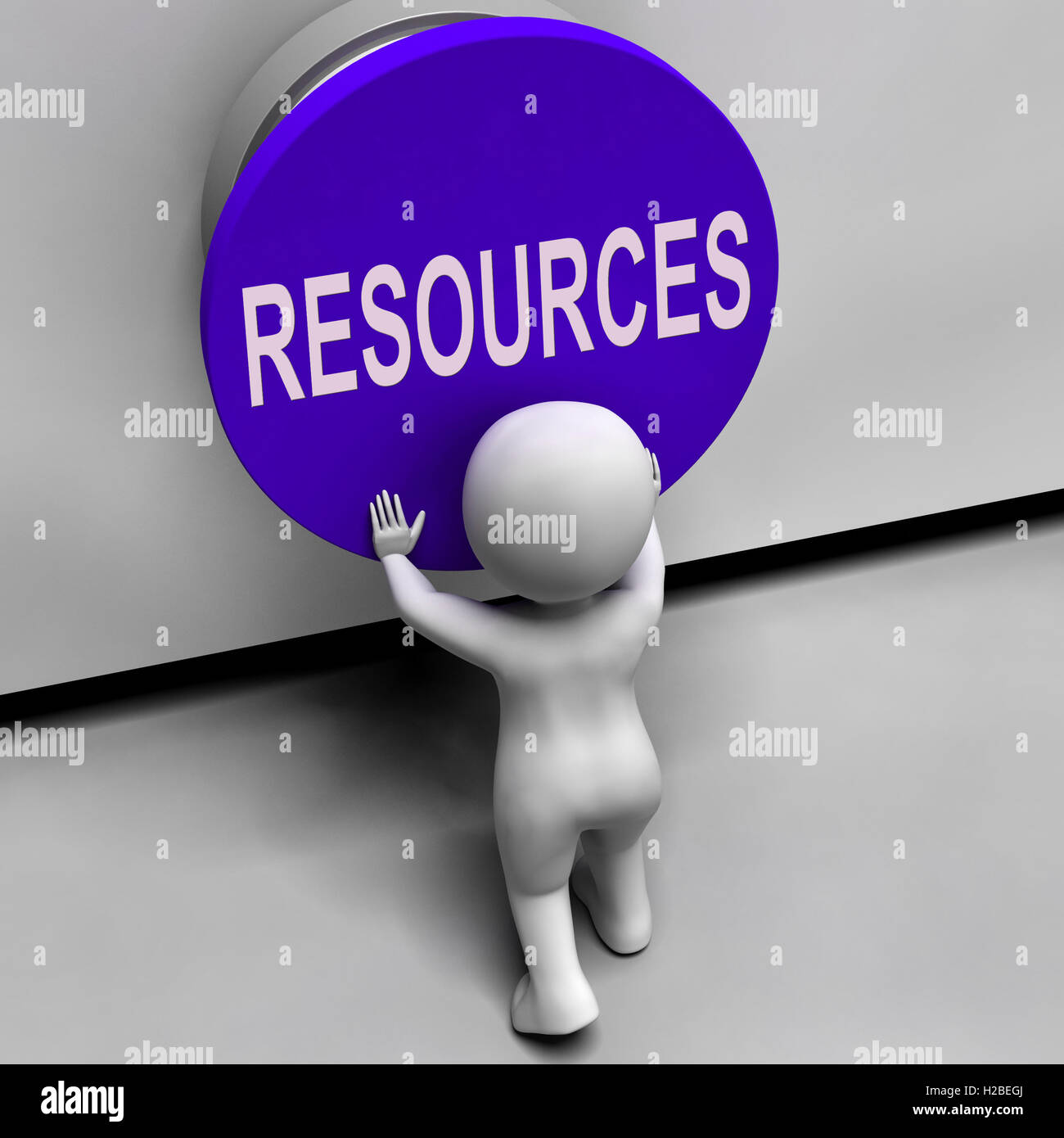 Schaltfläche "Ressourcen" bedeutet Fonds Kapital oder Personal Stockfoto