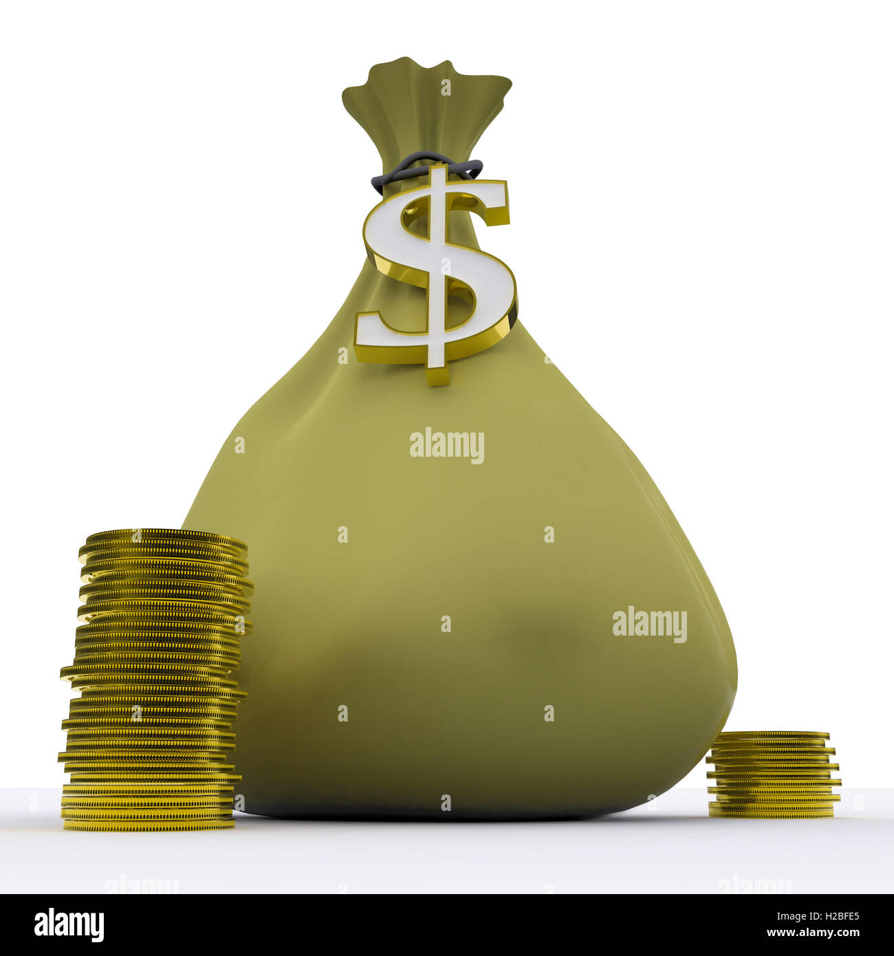 Dollar-Tasche zeigt Gewinn Geld und Währung Stockfoto