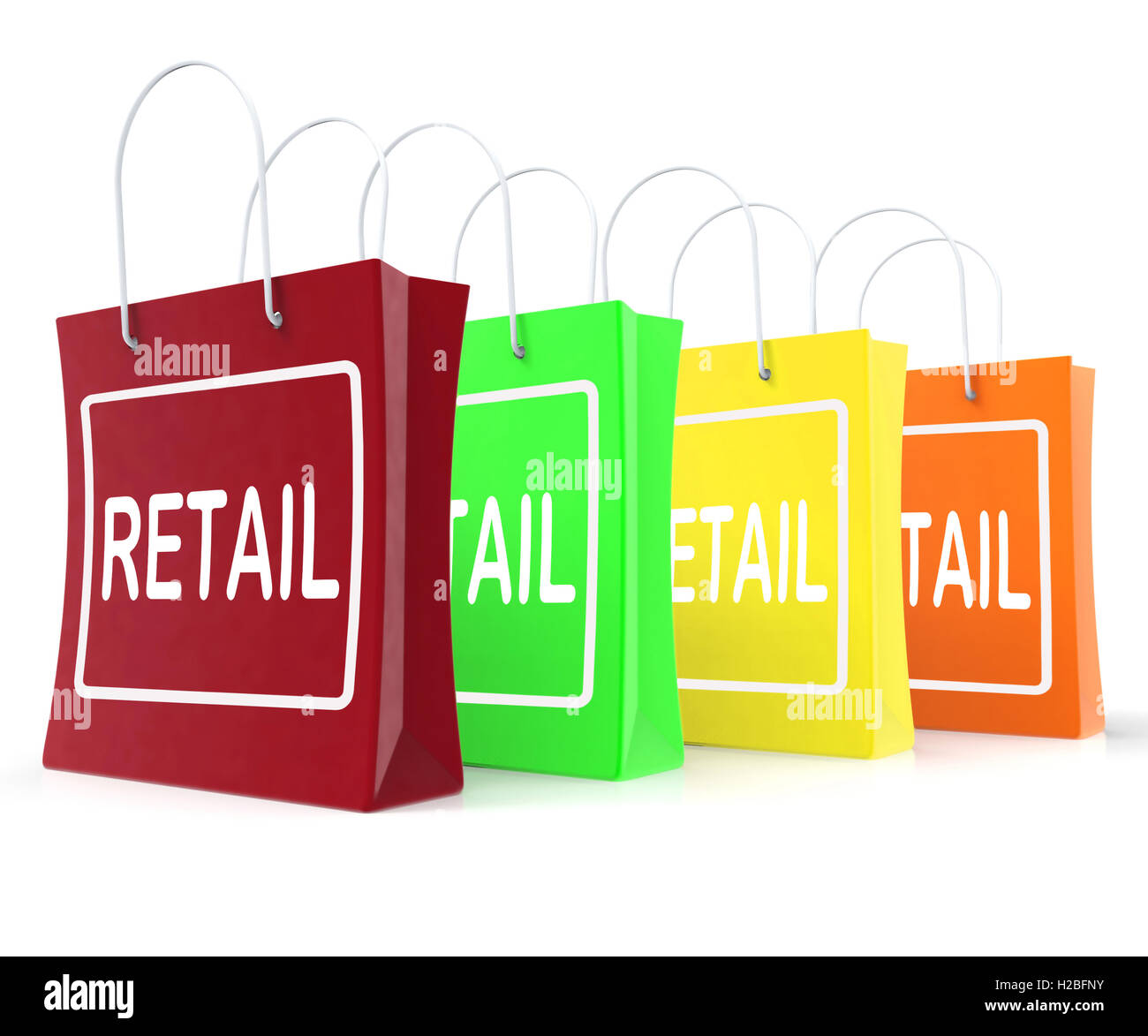 Einzelhandel-Einkaufstaschen zeigt kaufen verkaufen Ware Umsatz Stockfoto