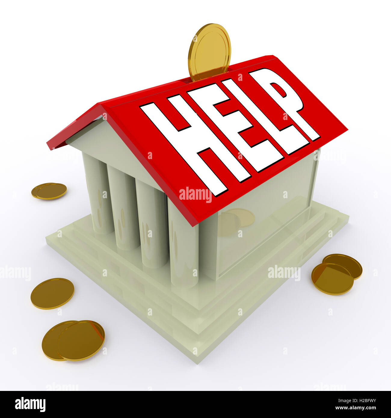 Hilfe für Haus oder Geld-Box bedeutet Kredit Hilfe Stockfoto