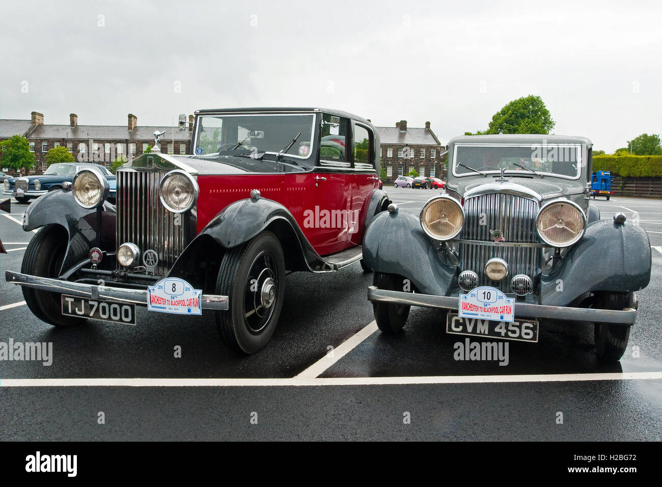 Oldtimer Rolls-Royce und Bentley in Fulwood Kaserne, Preston, während jährliche Manchester nach Blackpool Classic Auto laufen 2016 Stockfoto