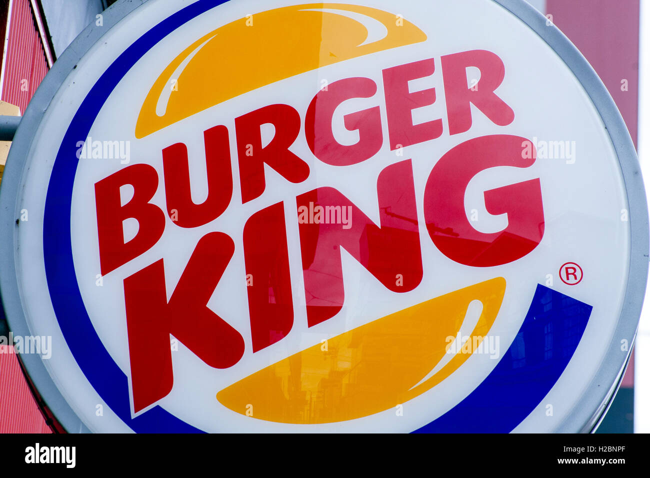 Burger King-Zeichen. Stockfoto