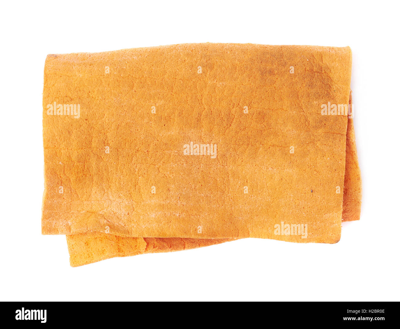 Orange alte Küchenreinigung Serviette Lappen über weißen Hintergrund isoliert Stockfoto
