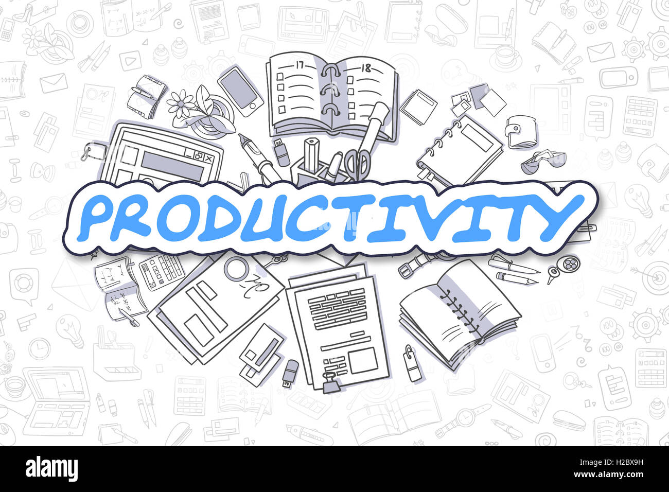 Produktivität - Cartoon blaue Text. Business-Konzept. Stockfoto