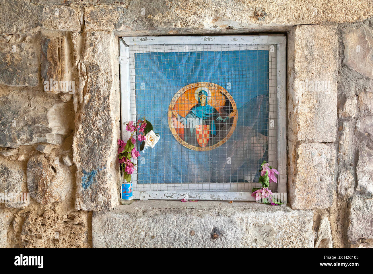 Kleinen persönlichen Altar der Vitgin Mary, im Inneren der Diokletianspalast, Split, Kroatien Stockfoto