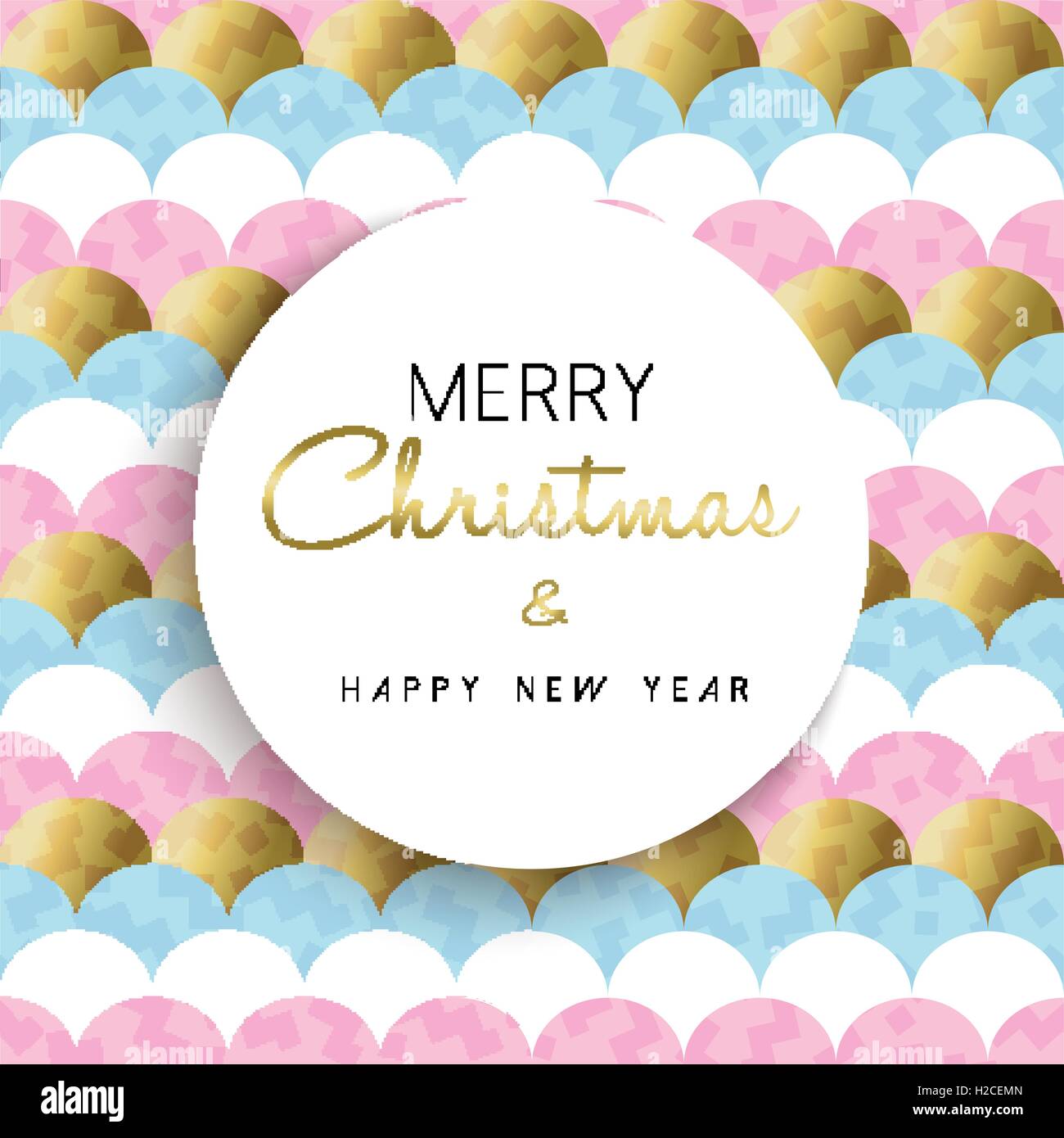 Frohe Weihnachten und frohes neues Jahr moderne Geometrie design Hintergrund in gold und rosa Pastellfarben für Saison Weihnachtskarten. Stock Vektor