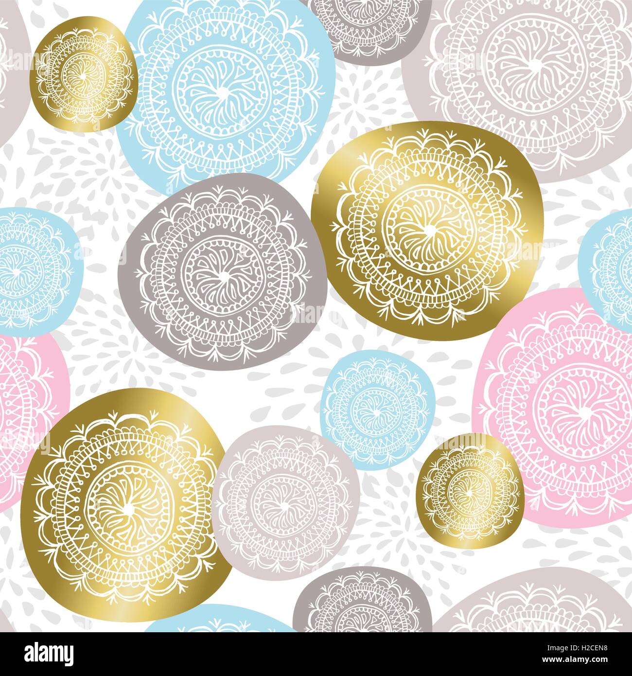 Christmas Ornament nahtloses Muster in gold Farbe mit Hand gezeichnet Blumen-Mandala-Designs. EPS10 Vektor. Stock Vektor