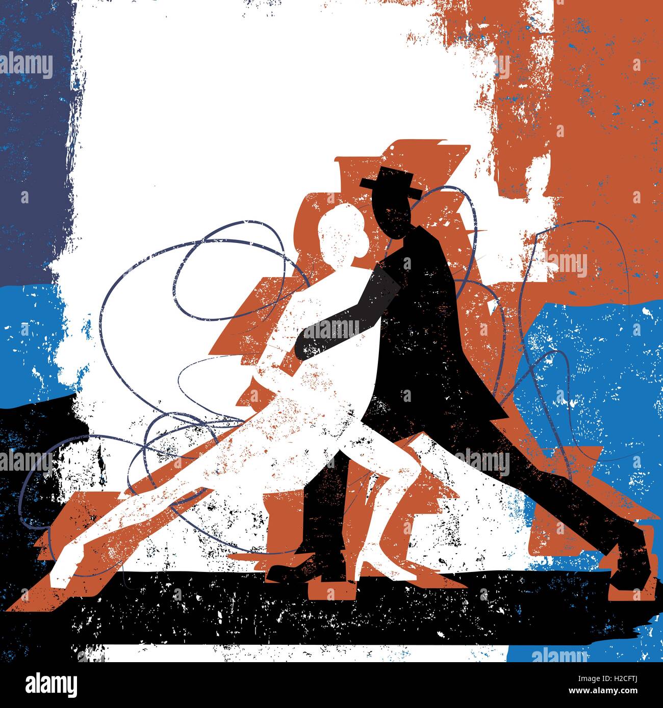 Tango-Paar ein paar tanzen den Tango über einen abstrakten Hintergrund. Stock Vektor
