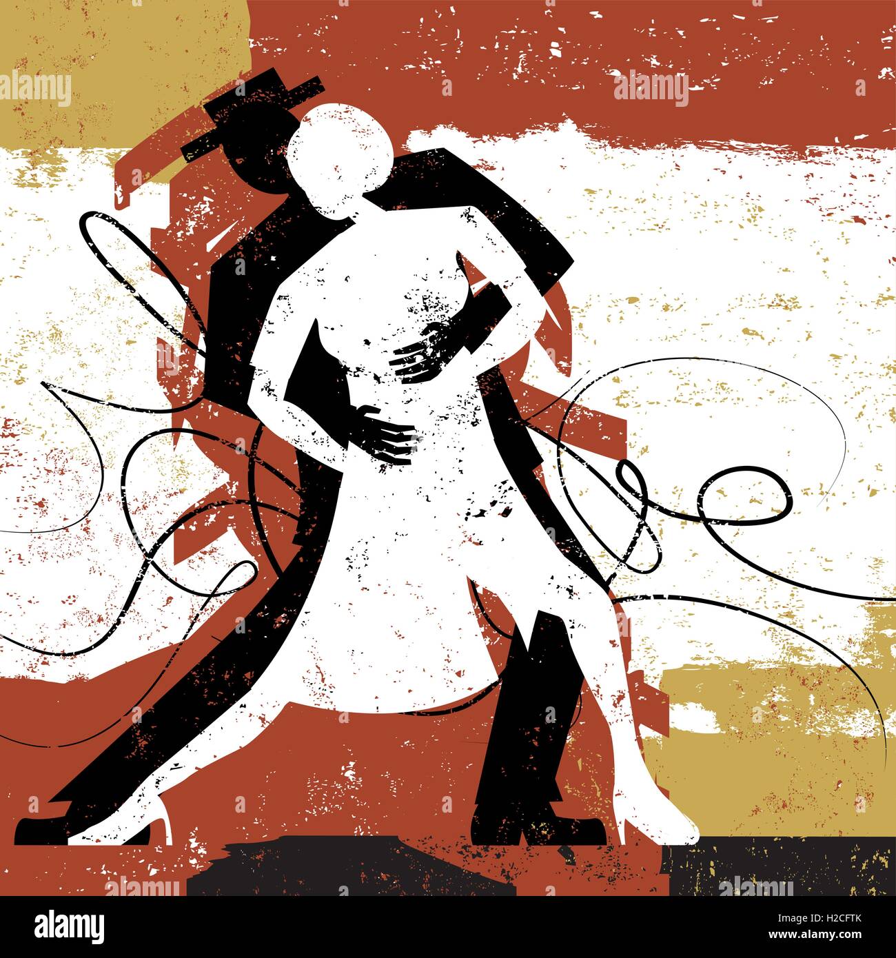 Tango-Liebhaber ein paar tanzen den Tango über einen abstrakten Hintergrund. Stock Vektor