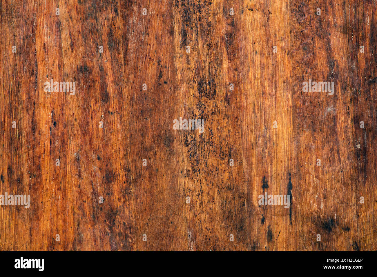Alte Vintage schmutzig braun Grunge Holz im Alter Hintergrundtextur mit schwarzen Flecken aus Holz Stockfoto