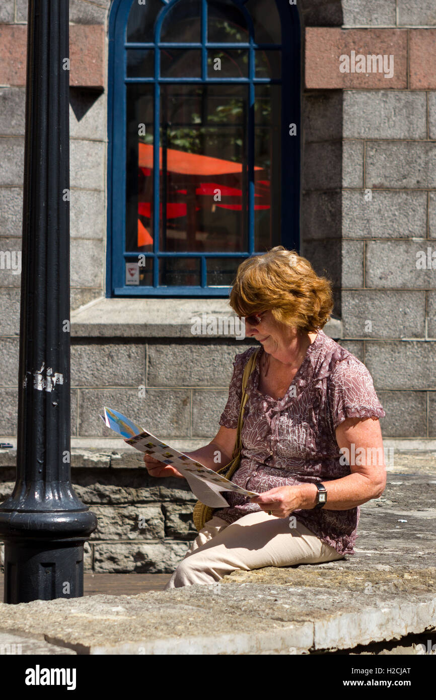 Touristische Karte lesen in alten Tallinn Estland Stockfoto