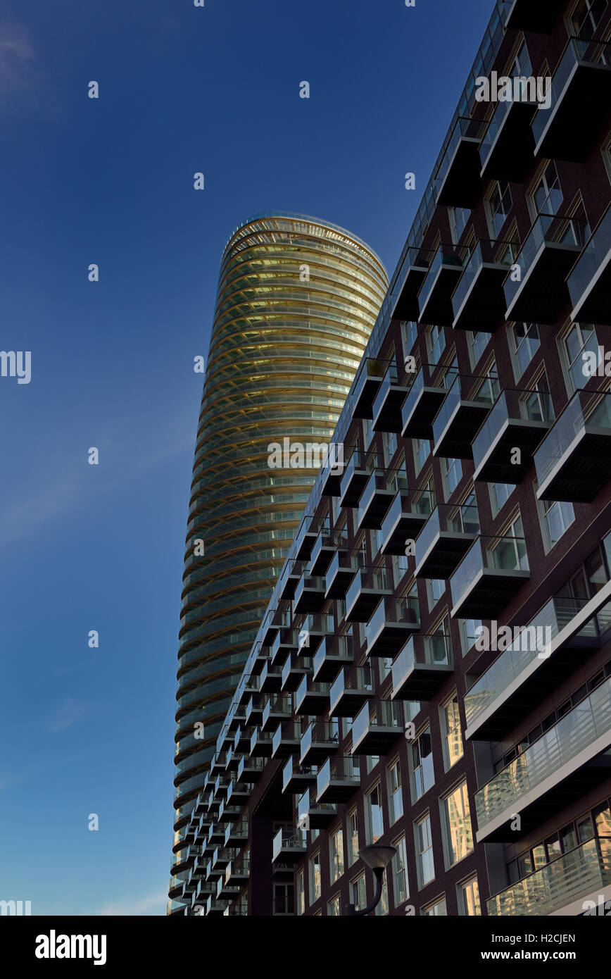 Baltimore-Turm, Limeharbour, Oakland Quay, Millwall Dock, Crossharbour, London E14, Vereinigtes Königreich Stockfoto