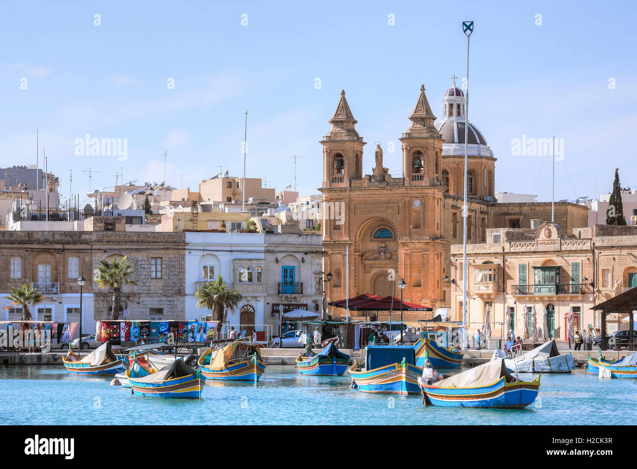 Marsaxlokk, Fischerdorf, Malta Stockfoto