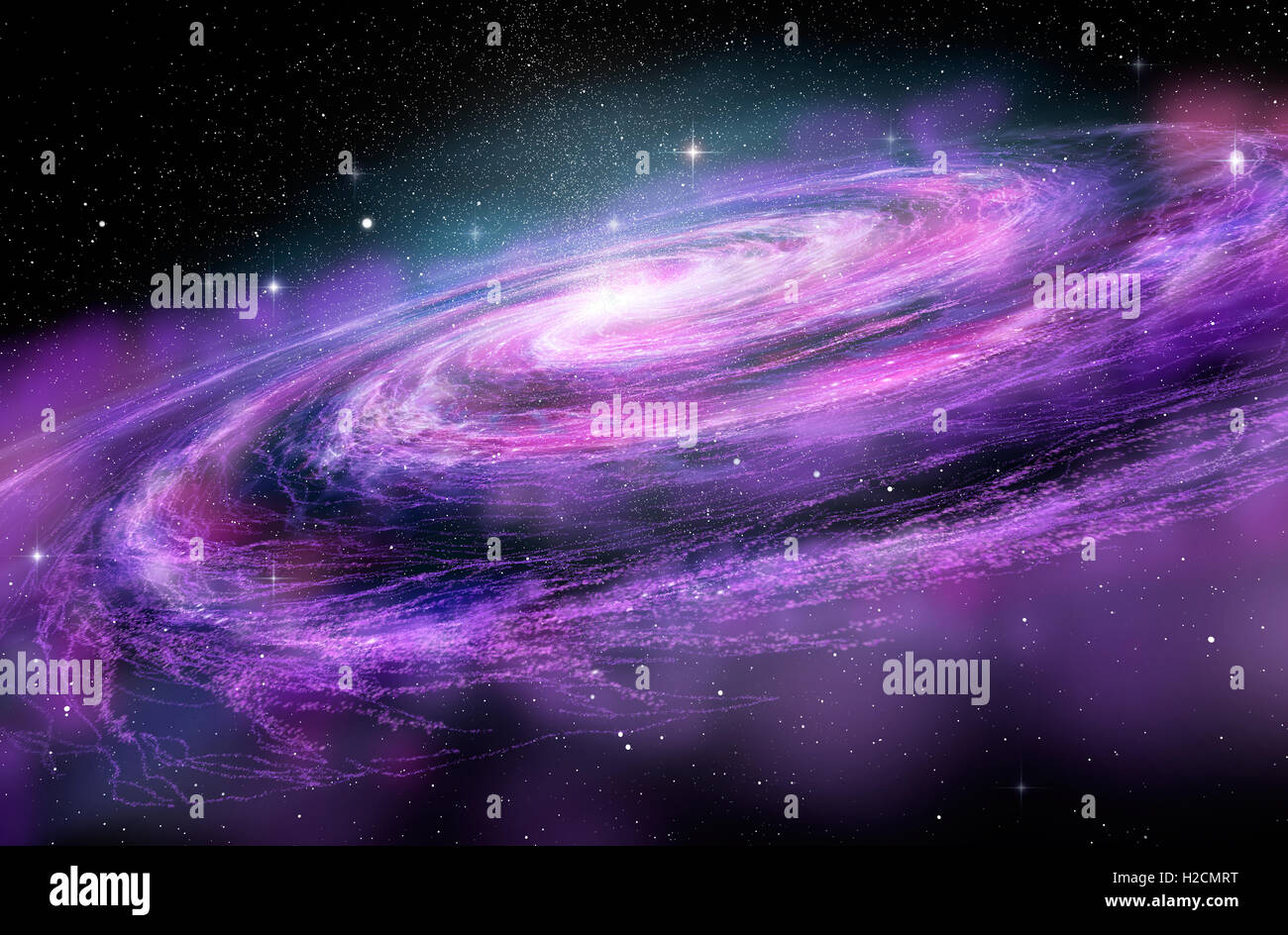 Spiralgalaxie im Deep Space, 3D illustration Stockfoto