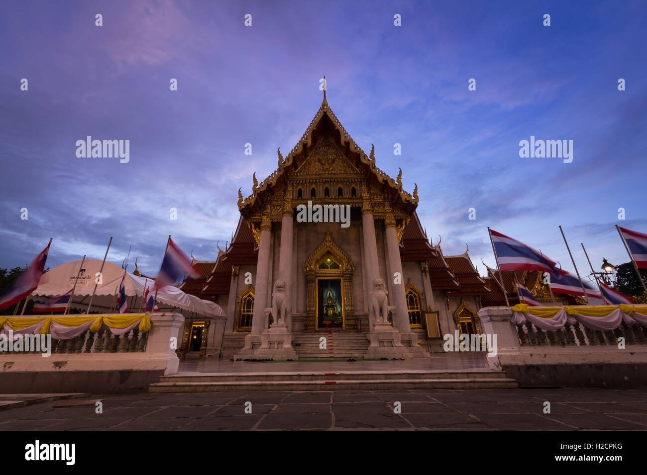 Marmor-Tempel, Wat Benchamabopit Dusitvanaram in Bangkok, Thailand Stockfoto