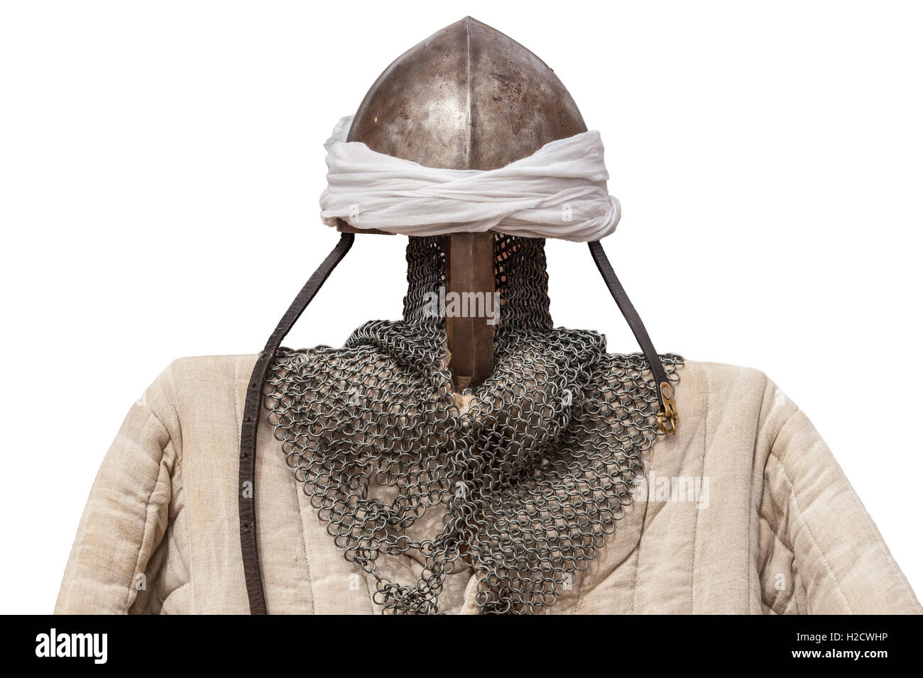 Wiedereroberung maurischen Krieger Rüstung Anzüge. Isoliert auf weißem Hintergrund Stockfoto