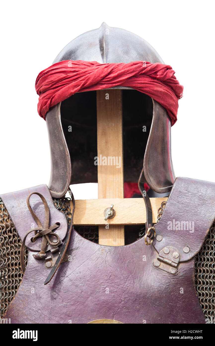 Wiedereroberung maurischen Krieger Rüstung Anzüge. Isoliert auf weißem Hintergrund Stockfoto