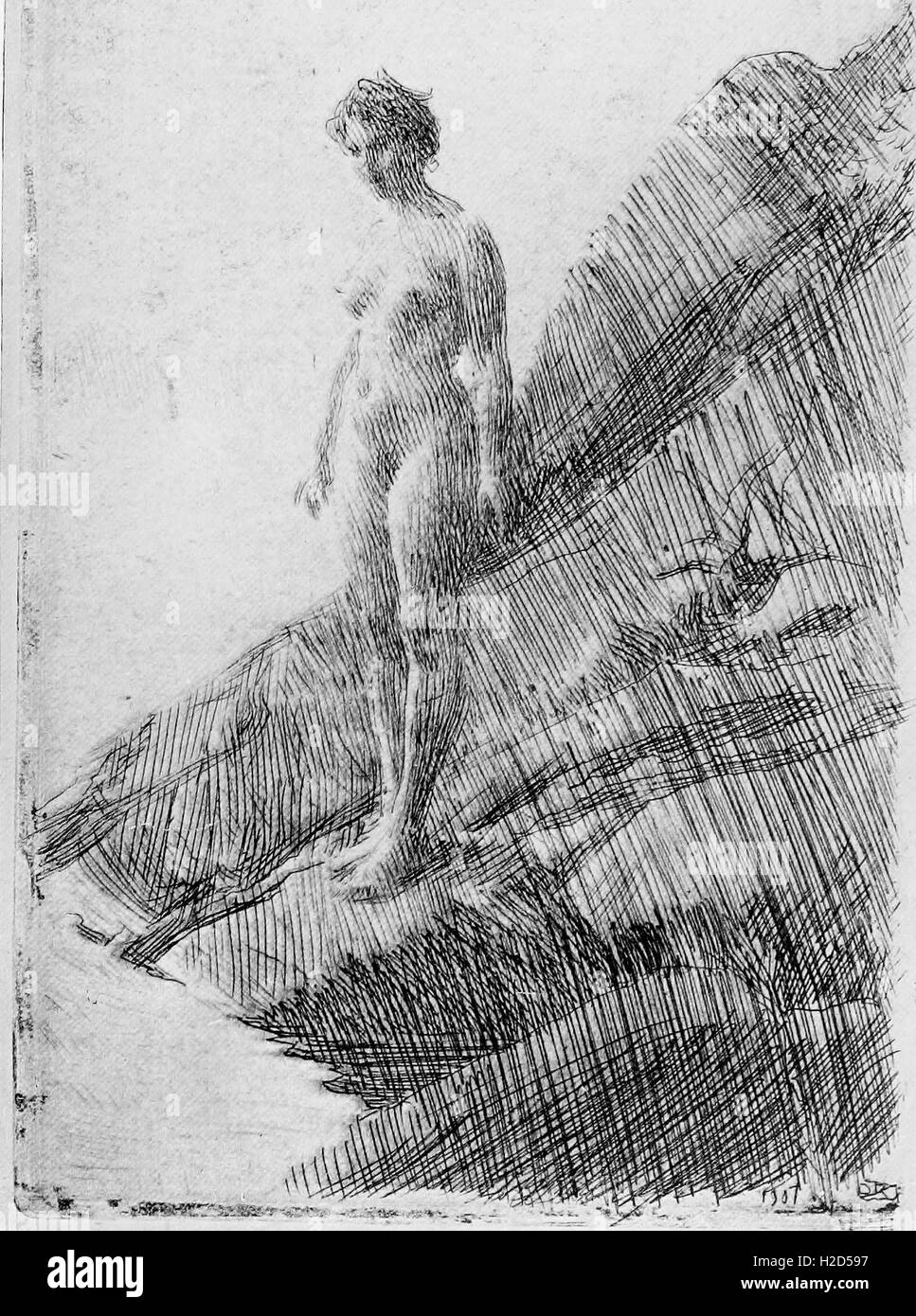 Dieses Werk befasst sich mit der Kunst des Ätzens, Mezzotint- und Trockendruckens und konzentriert sich auf Techniken und bemerkenswerte Werke, die im frühen 20. Jahrhundert produziert wurden. Stockfoto