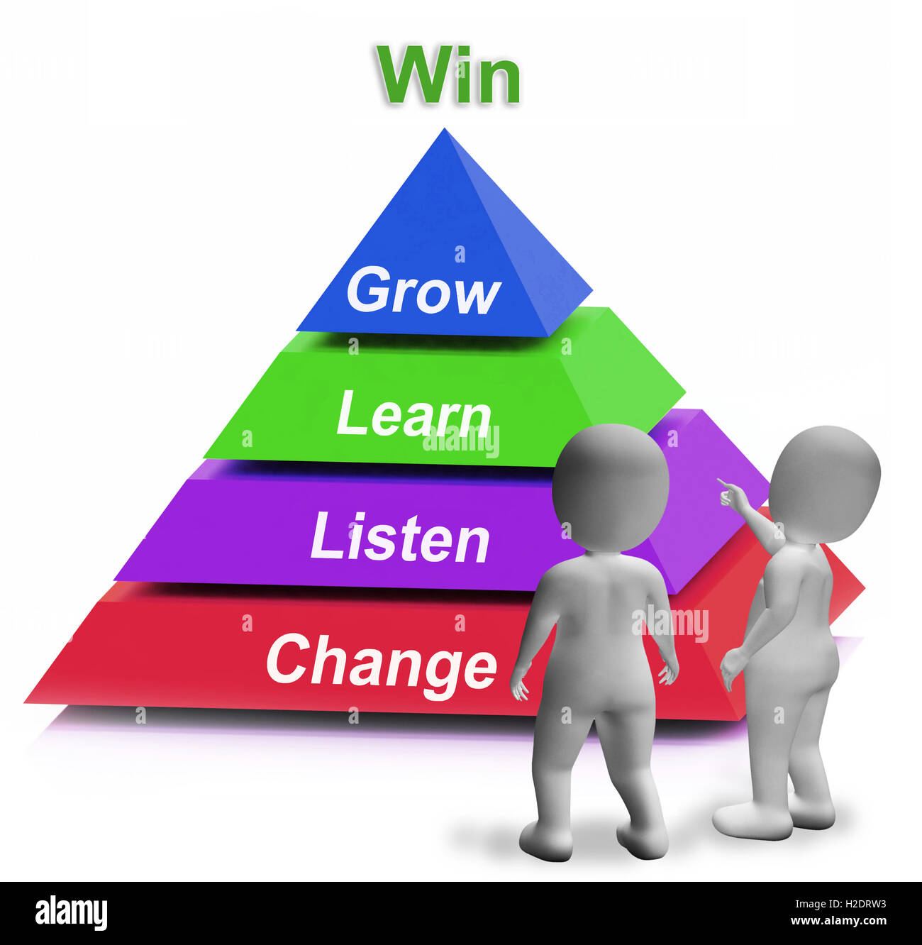 Win-Pyramide bedeutet Wettbewerb Datensatz oder Ziel Stockfoto