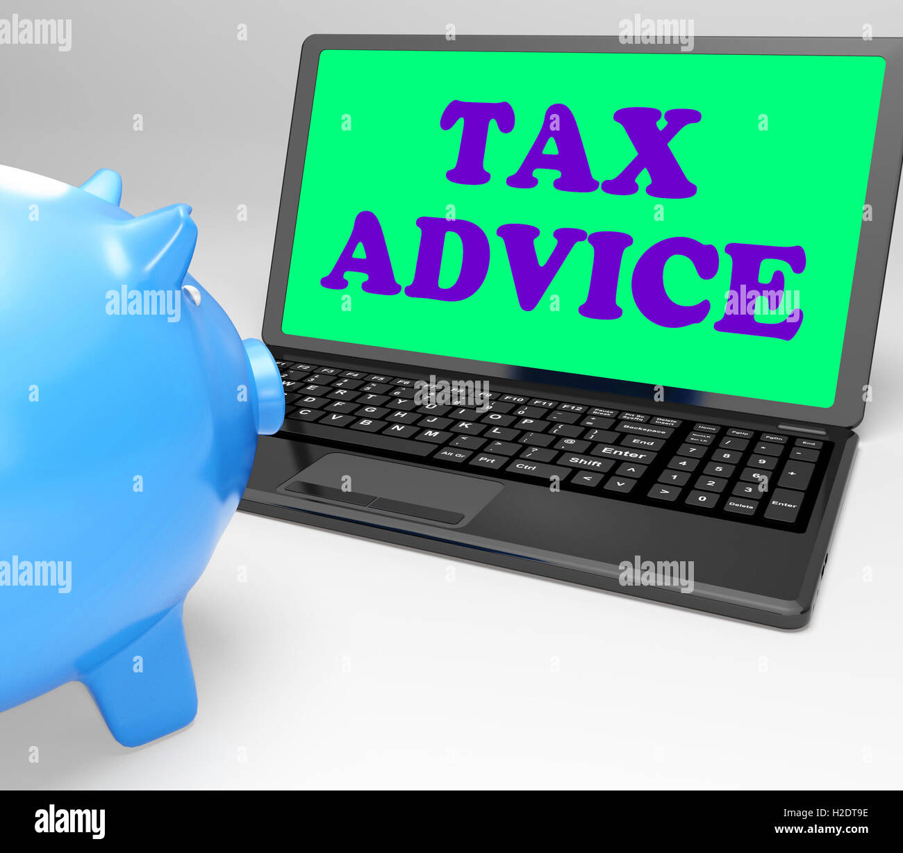 Steuerliche Beratung Laptop zeigt professionelle Beratung im Bereich der Besteuerung Stockfoto
