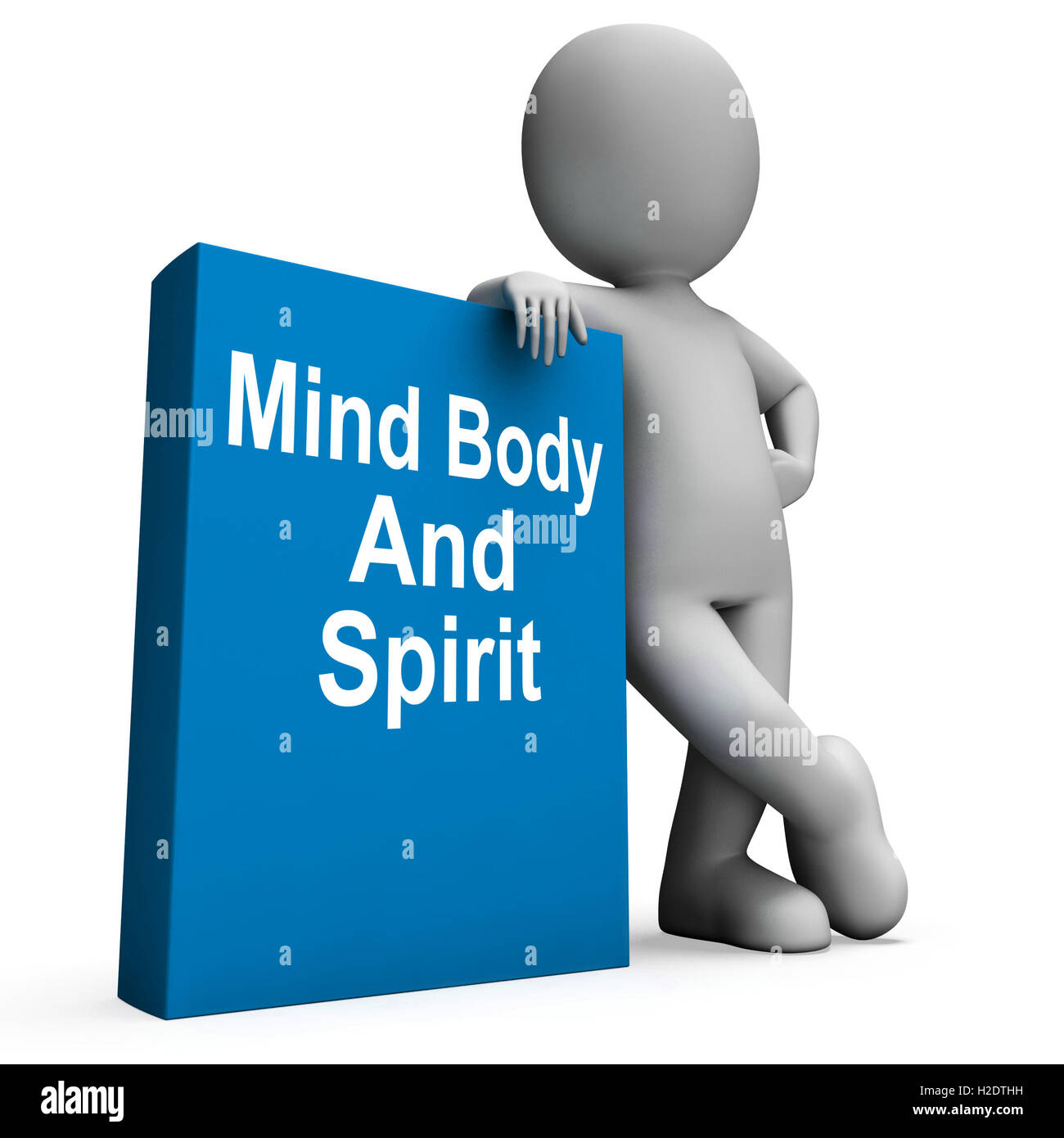 Körper und Geist-Buch mit Charakter zeigt ganzheitliche Bücher Stockfoto