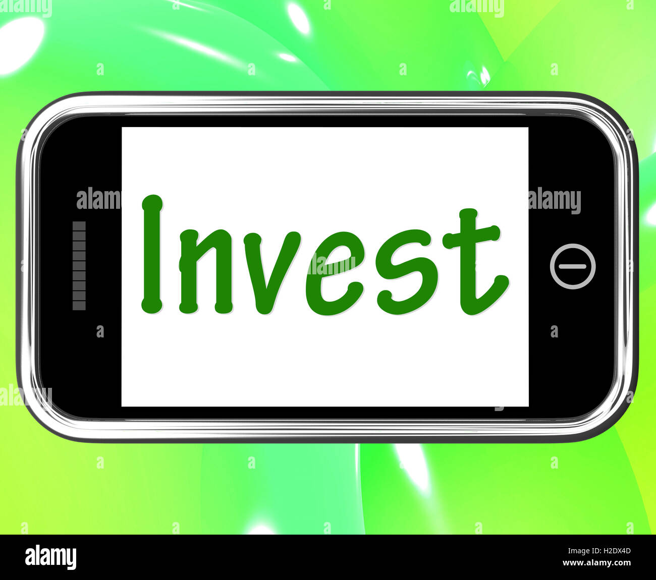 Smartphone zeigt Internet Investition und Rendite investieren Stockfoto